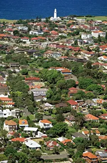Suburb: Suburb of Vaucluse aerial, with Macquarie Lighthouse beyond