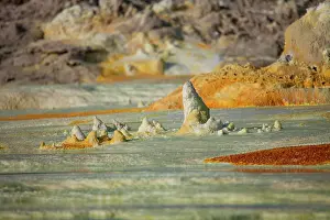 Thermal: Sulphur sediments in the thermal area of Dallol