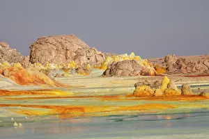 Thermal: Sulphur sediments in the thermal area of Dallol