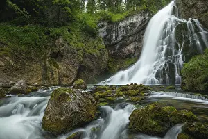 Waterfalls: Summer nature experience at the Golling waterfall with lots of water