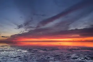 Rises: Sun rises over the mudflat in De Schorren natur