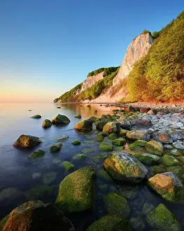 Jasmund: Sunrise at the Baltic Sea, chalk cliffs in the first