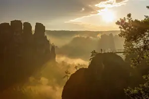 Bastei: Sunrise on the Bastebr&, x23ae5b20;rock formations