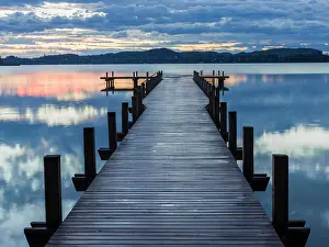 Dawning: Sunrise at Lake Woerthsee, Bavaria, Germany, Europe