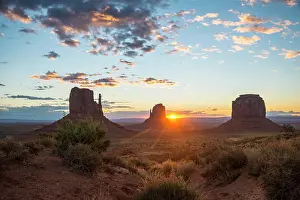 Tribal: Sunrise, mesas West Mitten Butte, East Mitten Butte