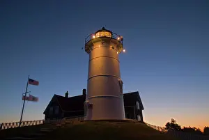 Lighthouses: Sunrise behind Nobska Lighthouse near Woods Hole