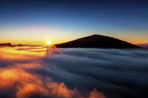 Reunion: Sunrise on Piton de la Fournaise volcano, Reunion