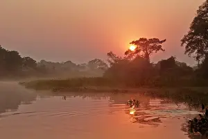 Cuiaba: Sunrise River Cuiaba Black channel Pantanal area
