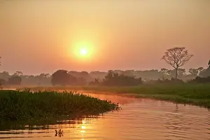 Cuiaba: Sunrise River Cuiaba Black channel Pantanal area