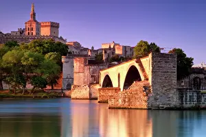 Rhone: Sunrise over River Rhone with Pont St Benezet
