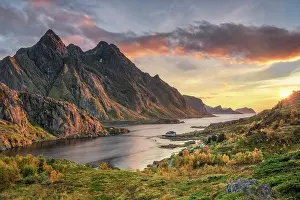 Incidental: Sunset over the autumnal Stone Fjord, in the background
