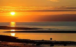 Massachusetts: Sunset at the beach, Wadden Sea, Brewster, Cape