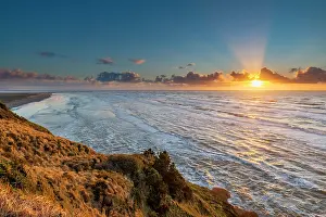 Haney: Sunset over Benson Beach and the Pacific Ocean at