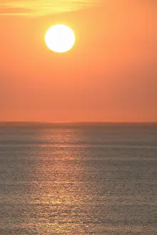 Frisian: Sunset over calm sea, Wangerooge, East Frisian Islands