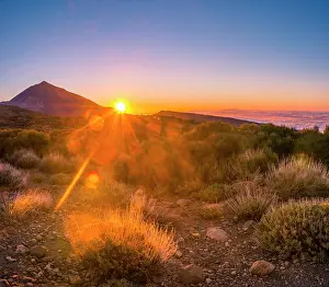 Howse: Sunset, cloudy sky, Volcano Teide and volcano landscape