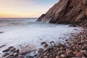 Kullaberg: Sunset at the coast with rocks and cliffs