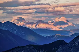 Limestone: Sunset in the Dolomites, seen from the Magdeburger H