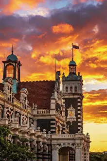 Hemisphere: Sunset over the Dunedin Railway Station, Dunedin