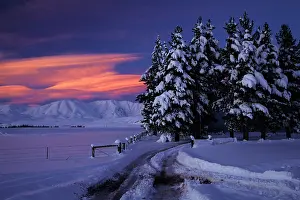 Altocumulus: Sunset over Hawkdun Range and snowy farmland