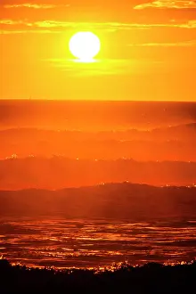 Waves: Sunset with high waves at the sea with psychedelic