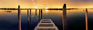 Contre: Sunset at the landing stage in Cavallino Harbour