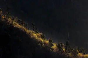 Tennessee: Sunset light on valley from Morton Overlook, Great Smoky