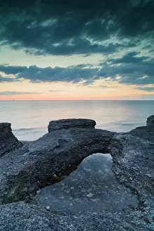 Seastack: Sunset over the limestone seastacks
