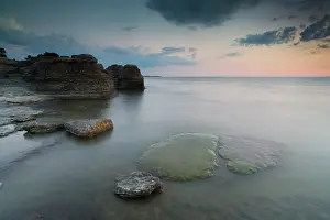 Seastack: Sunset over the limestone seastacks