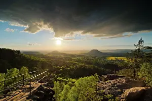 Table: Sunset mood after thunderstorm in Saxon Switzerl