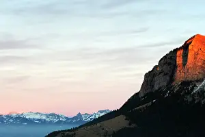 Rockface: Sunset over mountain range