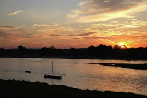 Sailboat: Sunset over River Loire. Loire Valley. Amboise