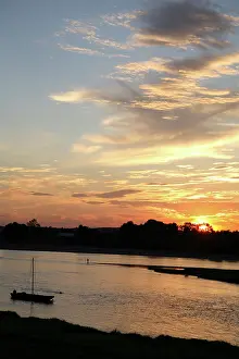 Sailboat: Sunset over River Loire. Loire Valley. Amboise