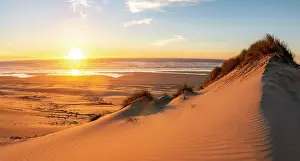 Alder: Sunset over the sea, sandy beach with sand dunes
