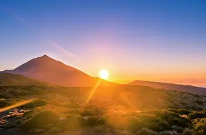 Howse: Sunset, Volcano Teide and volcano landscape, backlit