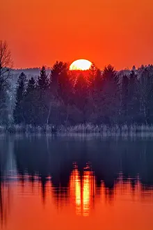 Upper: Sunset, Waginger See, Bavaria, Germany, Europe