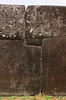 Blocks: A supporting wall of Ahu (ceremonial mound) Vinapu
