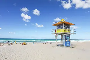 Sign: Surf lifesaving signage and tower in Broadbeach, G