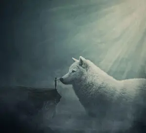Secret: Surreal dreamland scene with a person on the edge