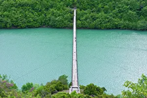 Suspension: Suspension bridge across the Black Drin River, Albania