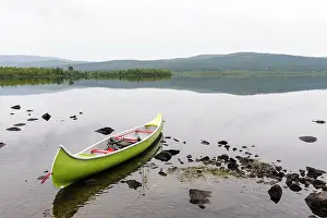 Norrbotten: Sweden, Norrbotten, Torne River. Canoe in