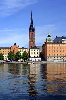 Swedish: Sweden, Stockholm. A spire of the cityscape