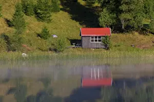 Vaermland: Swedenhut lake Wooden Hut at lake in summer Sweden