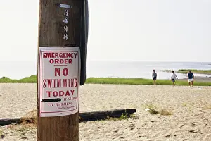 Text: No Swimming Due to Pollution, West Haven, CT