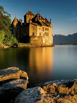 Moated: Switzerland - 31 May 2019: the historic Chillon