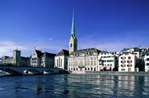 Zurich: Switzerland, Zurich. View of Fraumunster