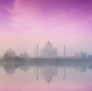 Pradesh: Taj Mahal on sunrise sunset reflection in Yamuna