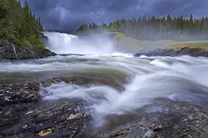 Waterfalls: Tannforsen falls in spring near Are on the Indalsalven River