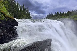Waterfalls: Tannforsen falls in spring near Are on the Indalsalven River
