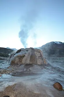 Backlighting: Tatio Geysers at dawn, Puna de Atacama, near San