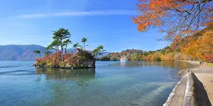 Acer: Tawada lake in autumn north of Honshu Island, Japan